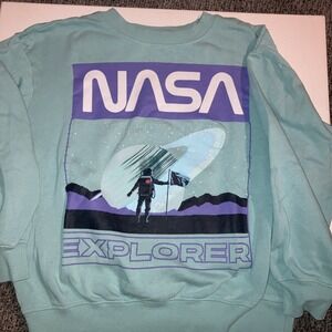 HYPER SPACE Pull-Over Crew Neck NASA Sweatshirt Green Space Milky Way Size Med